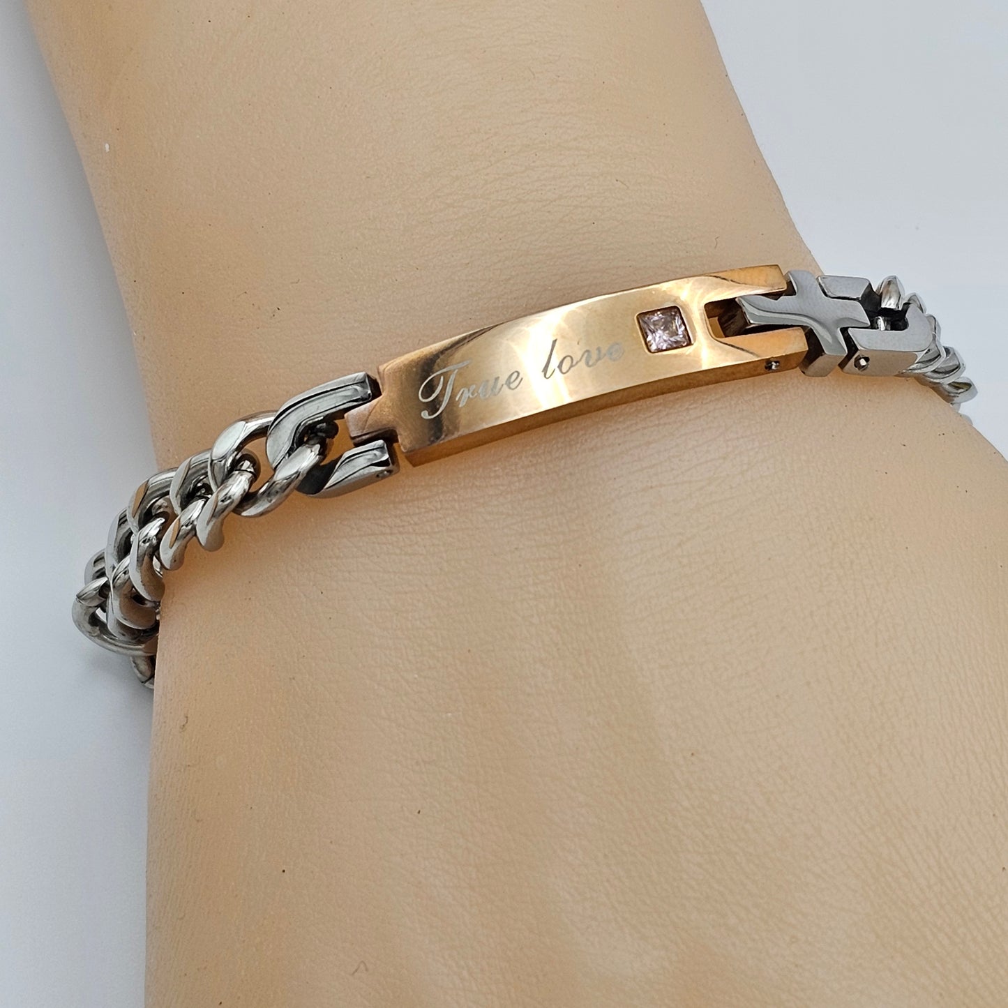 Bracelets - Stainless Steel. True Love. Rose Gold ID Plate. 1 John 3:1