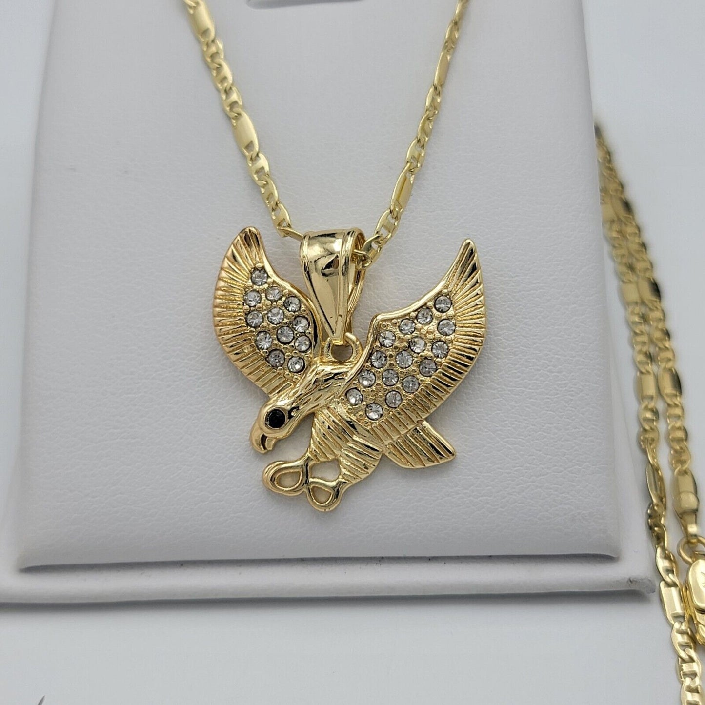 Necklaces - 14k Gold Plated. Hip-Hop Clawed Eagle Pendant & Chain.