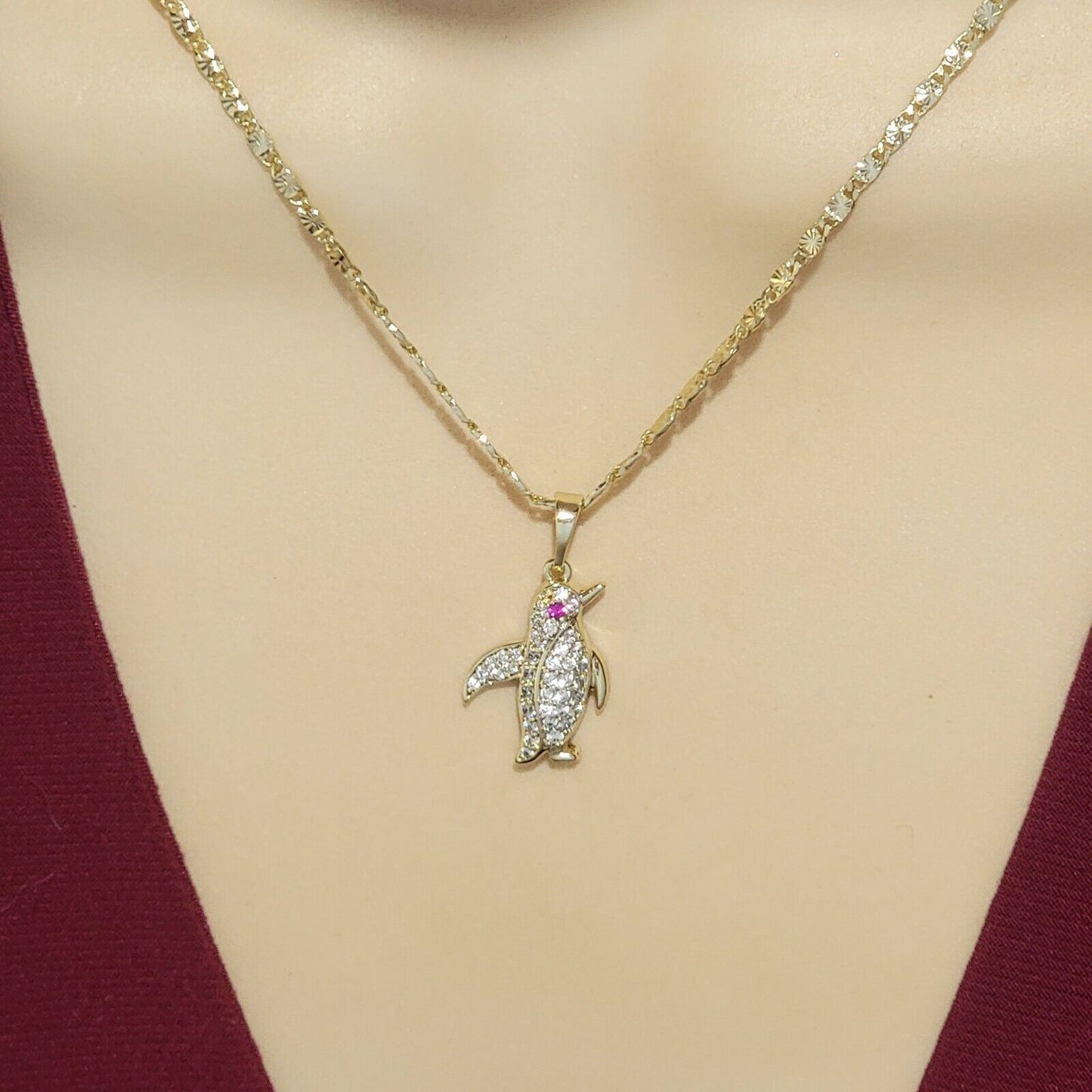 Necklaces - 14K Gold Plated. Penguin Crystals. Animal Lovers.