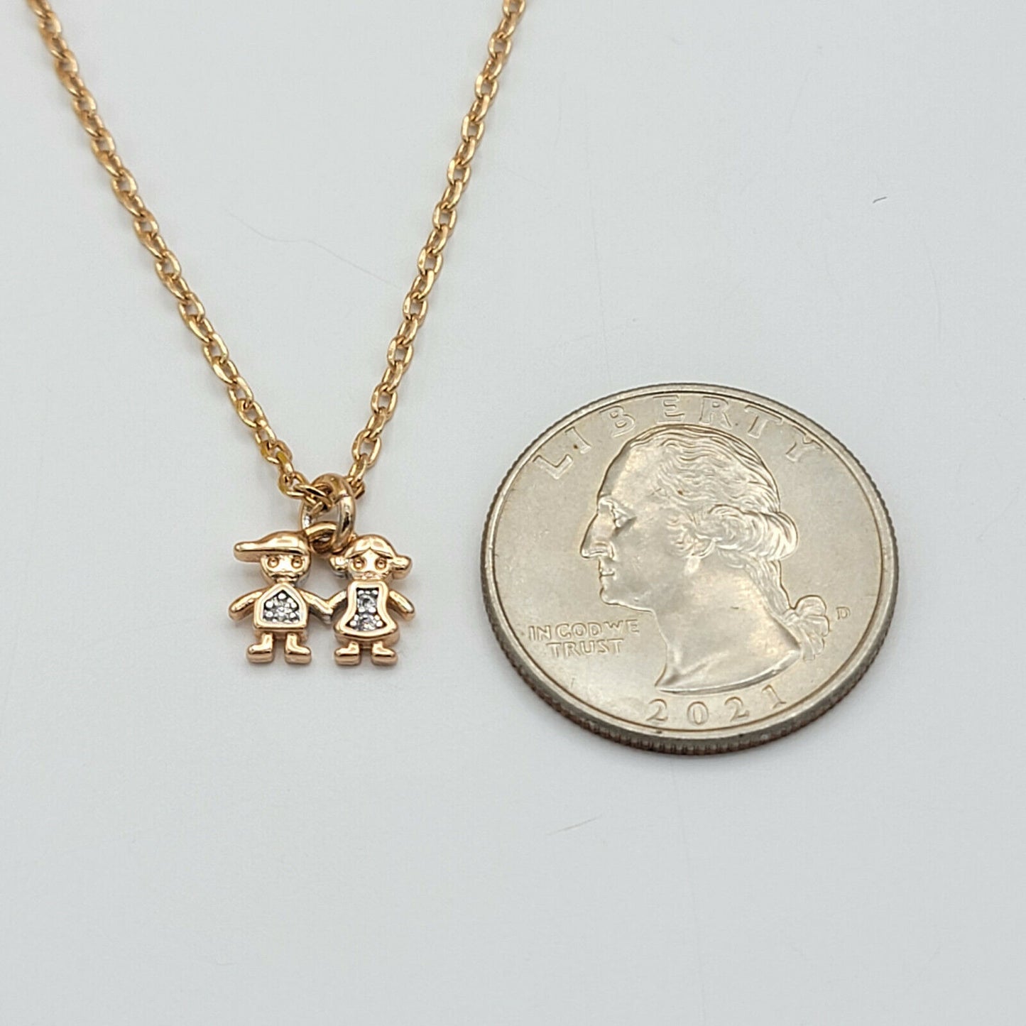 Necklaces - 18K Gold Plated. Boy & Girl Pendant & Chain.