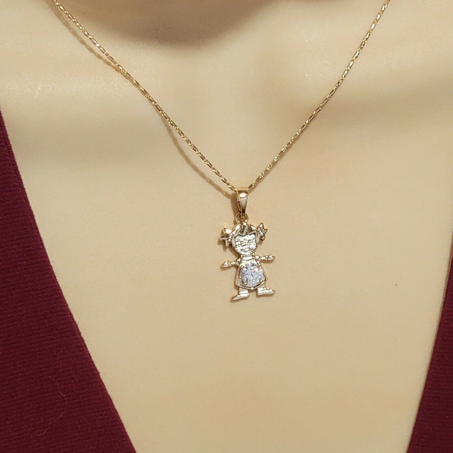 Necklaces - 18K Gold Plated. Love My Little Girl CZ Pendant & Chain. Family