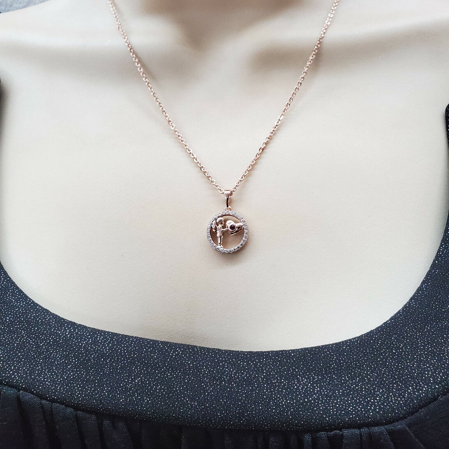 Necklaces - Rose Gold Plated. My Angel My Heart - Pendant & Chain.