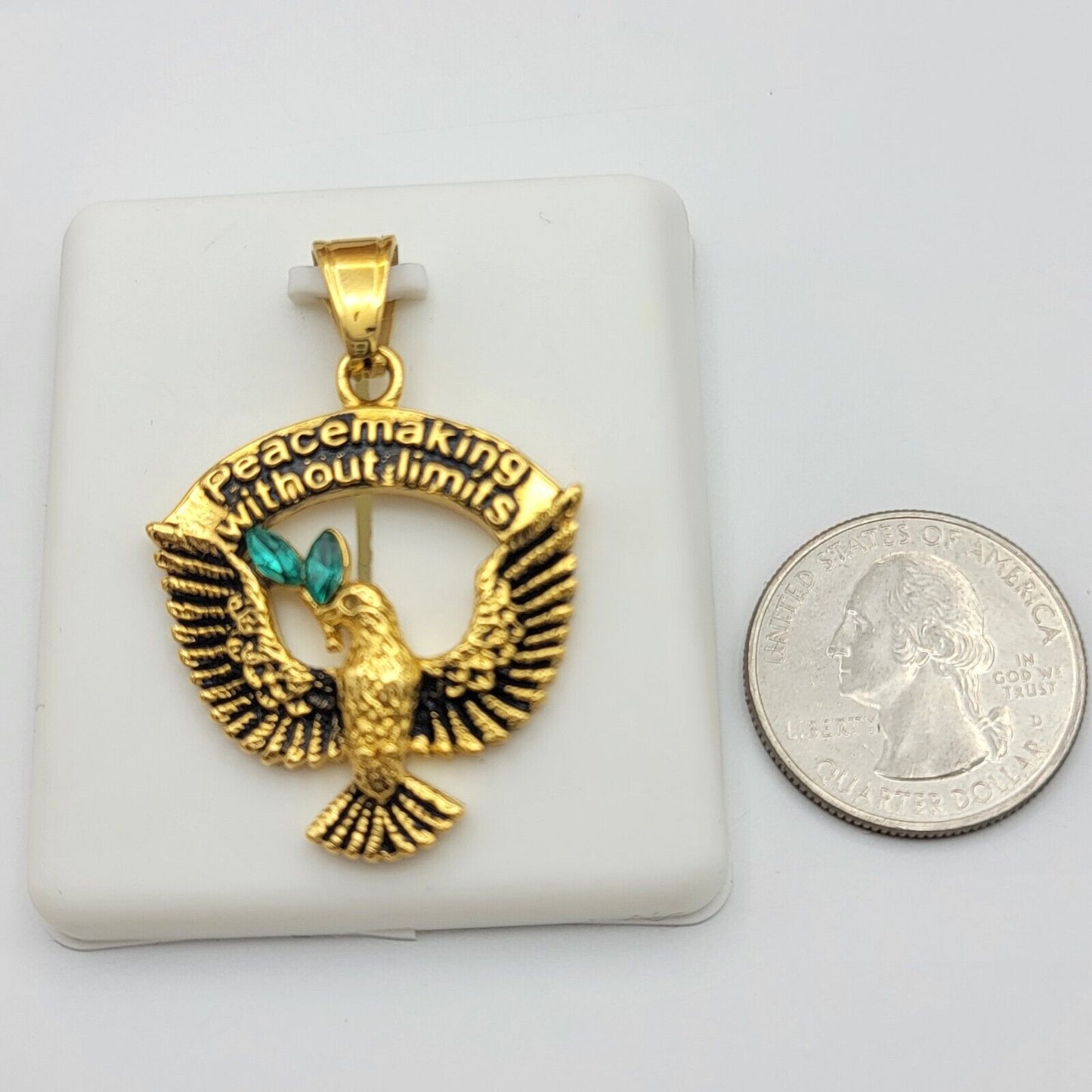 Necklaces - Stainless Steel Gold Plated. Dove Symbol Spirit Pendant & Chain Peace Making