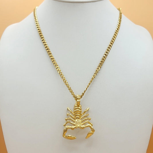 Necklaces - Stainless Steel Gold Plated. Scorpion Scorpio Zodiac Pendant & Chain