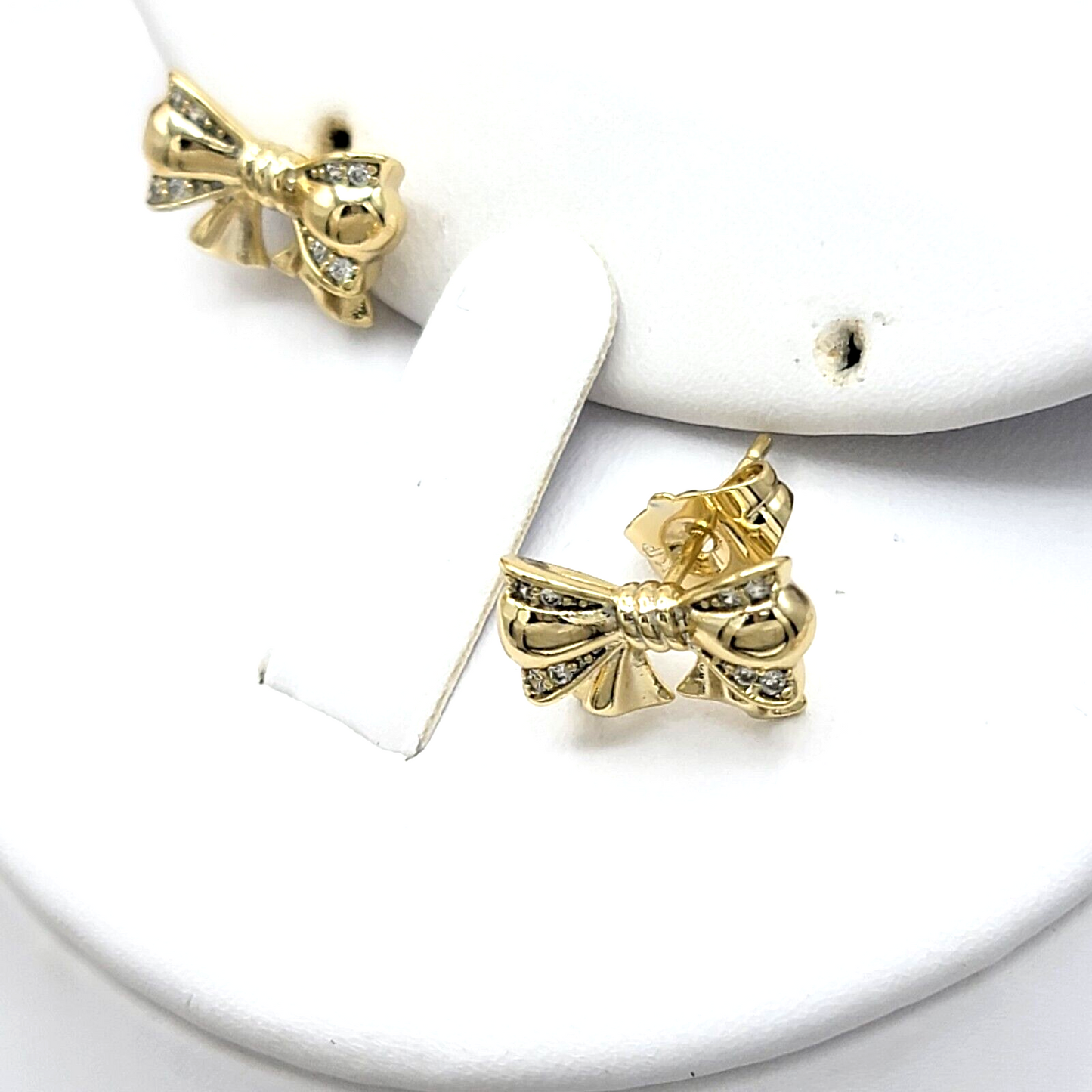 Sets - 14K Gold Plated. Clear Crystals Bow Set