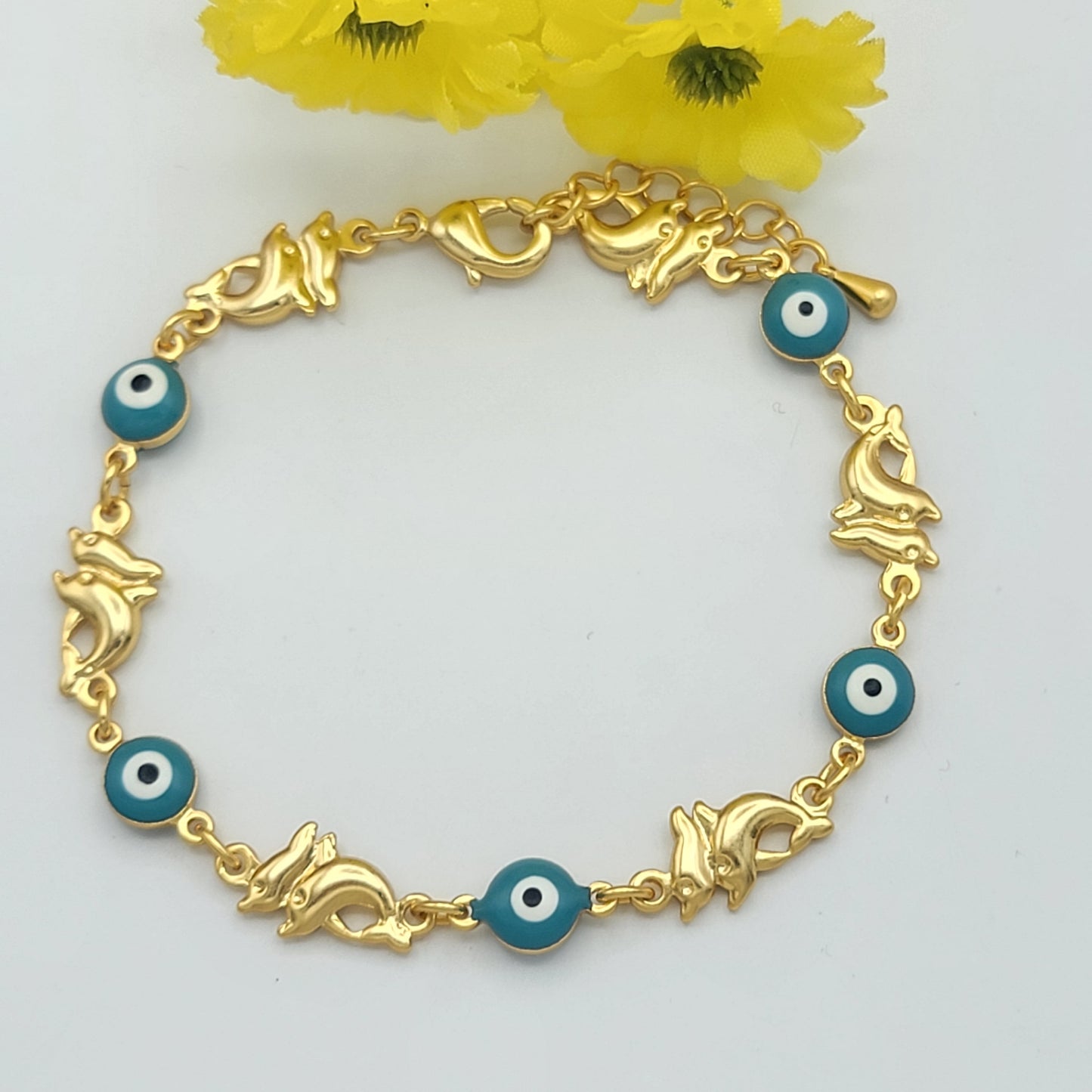 Bracelets - 24K Gold Plated. Dolphins & Blue Eyes. Delfin.