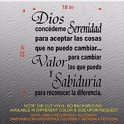 Vinilos Decorativos. Inspiración. Oración de la Serenidad