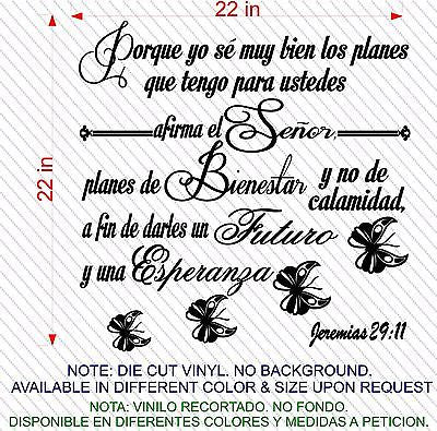 Vinilos Decorativos. Versículo de la biblia: Jeremias 29:11