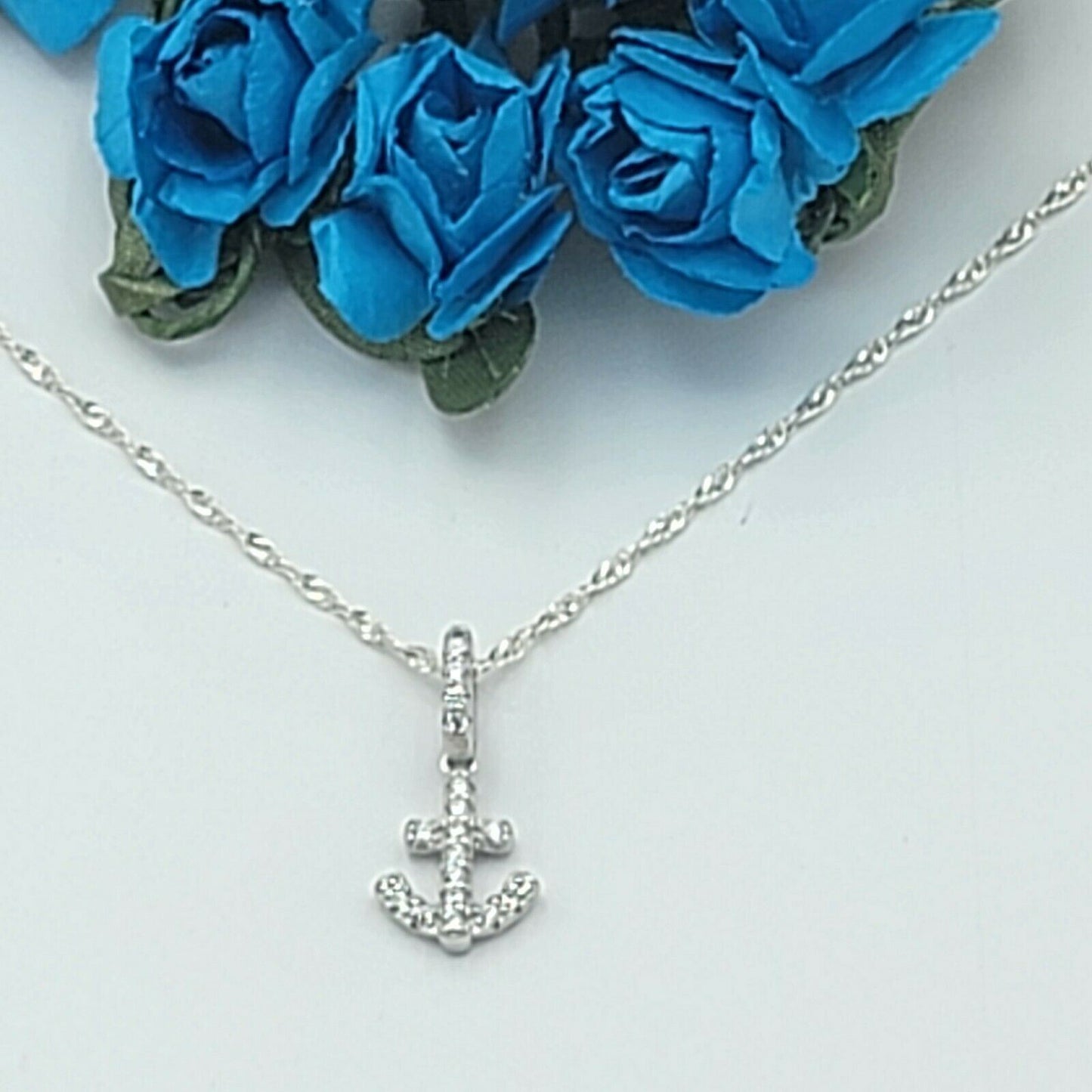 Solid 925 Sterling Silver. Anchor Charm Necklace - Nautical Anchors Ocean Boat