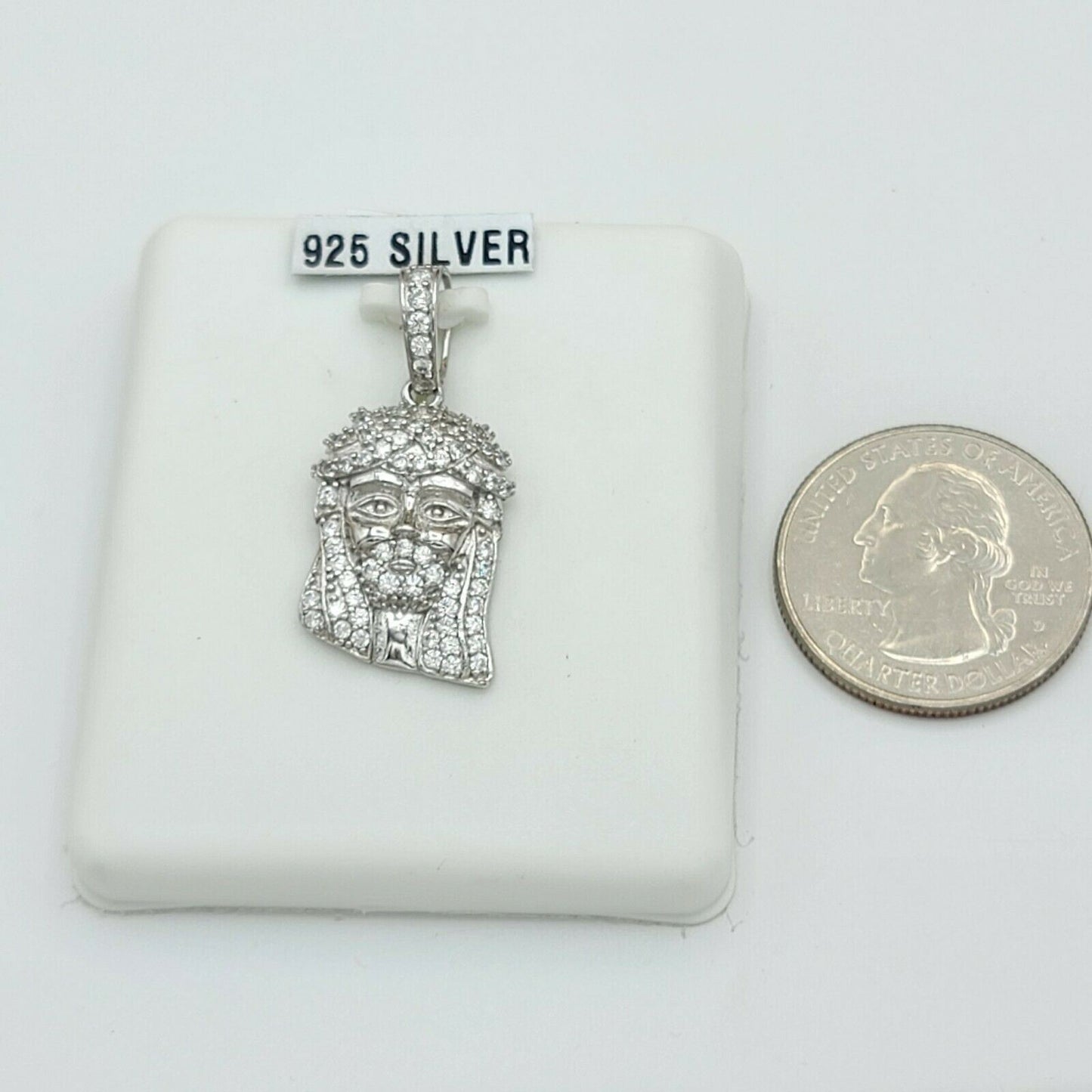 Solid 925 Sterling Silver. Jesus Face Pendant Necklace w chain. Hip Hop Jewelry