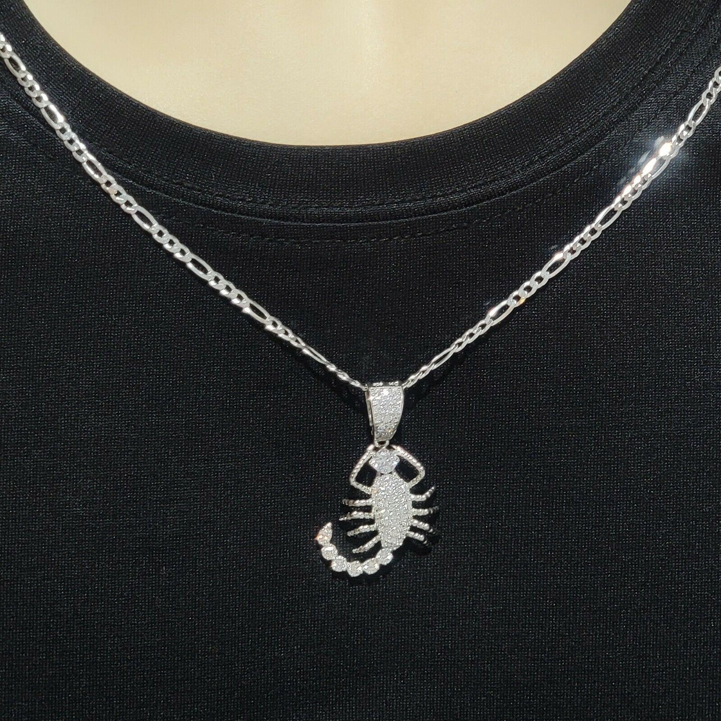 Solid 925 Sterling Silver. Scorpion Pendant SCORPIO ICY. Optional Chain