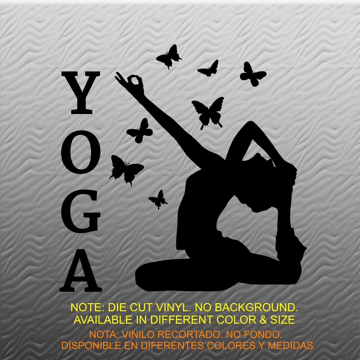 Stickers. Vinyl Wall Decal. Fitness. Gym. Exercise: YOGA Pose with butterflies.