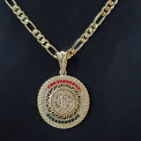 Necklace - 14K GOLD PLATED. Saint Benedict Multicolor Crystals Pendant. San  Benito.