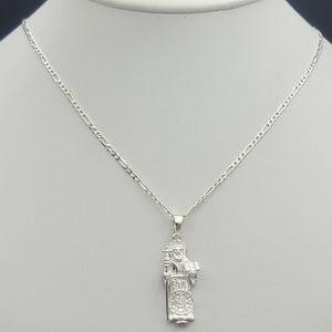 Solid 925 Sterling Silver. Saint Benedict Pendant & Chain Necklace San Benito