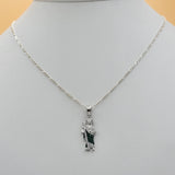 Solid 925 Sterling Silver. Saint Jude Apostle Green Crystals Pendant Necklace