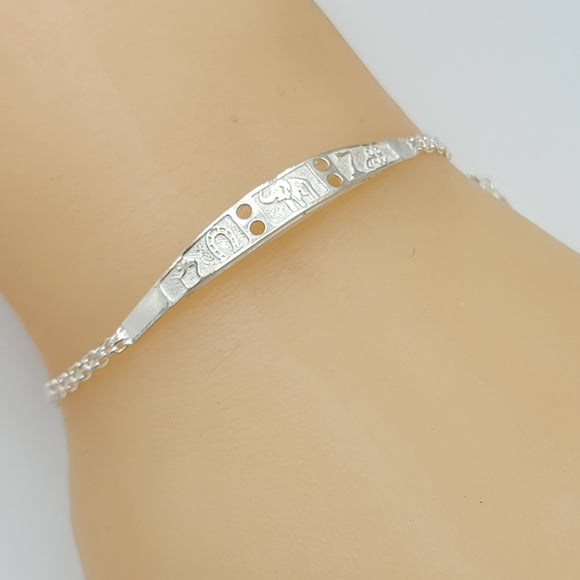 Solid 925 Sterling Silver. Good Luck - Talisman - Buena Suerte - Bracelet. Elephant Horseshoe 7 Clover