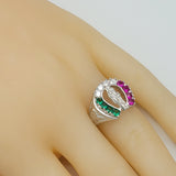 Solid 925 Sterling Silver. Saint Jude Ring. Multicolor CZ Horseshoe. Anillo San Judas. San Juditas.