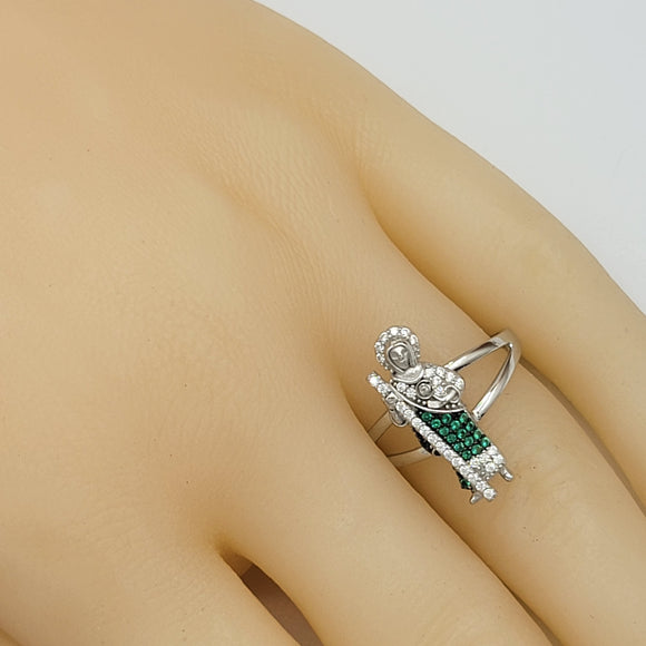 Solid 925 Sterling Silver. Saint Jude Ring. Green CZ. Anillo San Judas. San Juditas.