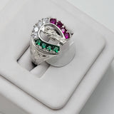 Solid 925 Sterling Silver. Saint Jude Ring. Multicolor CZ Horseshoe. Anillo San Judas. San Juditas.