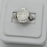 Solid 925 Sterling Silver. Saint Benedict Medal Ring. Anillo San Benito.