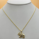 Solid 925 Sterling Silver - Gold Plated. CZ Cute Elephant Pendant & Chain.
