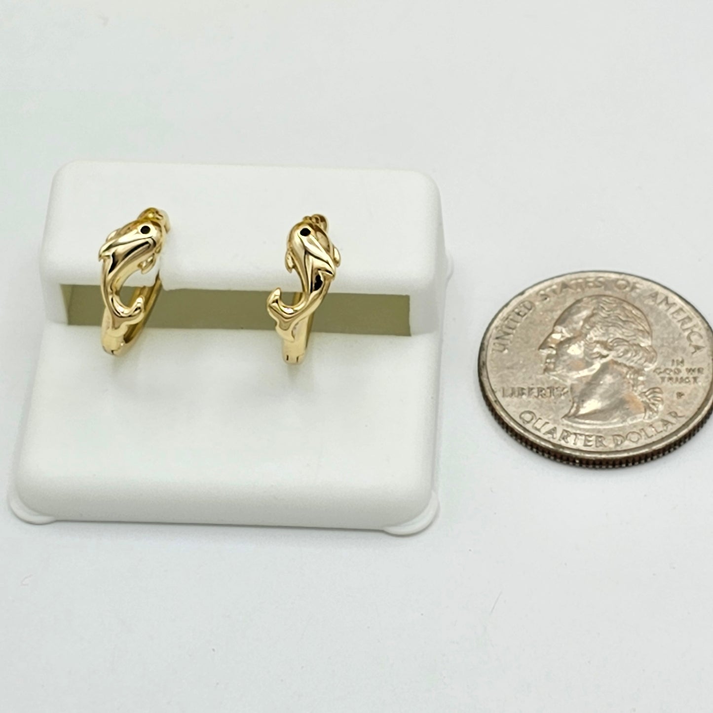 Earrings - 14K Gold Plated. Dolphin Continuous Hoops.