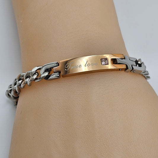 Bracelets - Stainless Steel. True Love. Rose Gold ID Plate. 1 John 3:1