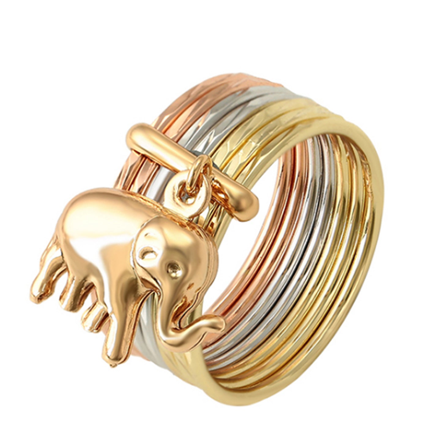 Rings - Tri Color Gold Plated. Elephant Semanario Rings.