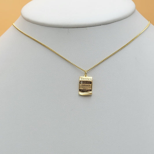 Necklaces - 14K Gold Plated. "Eternity is not a distance but a decision" Scroll Pendant & Chain.