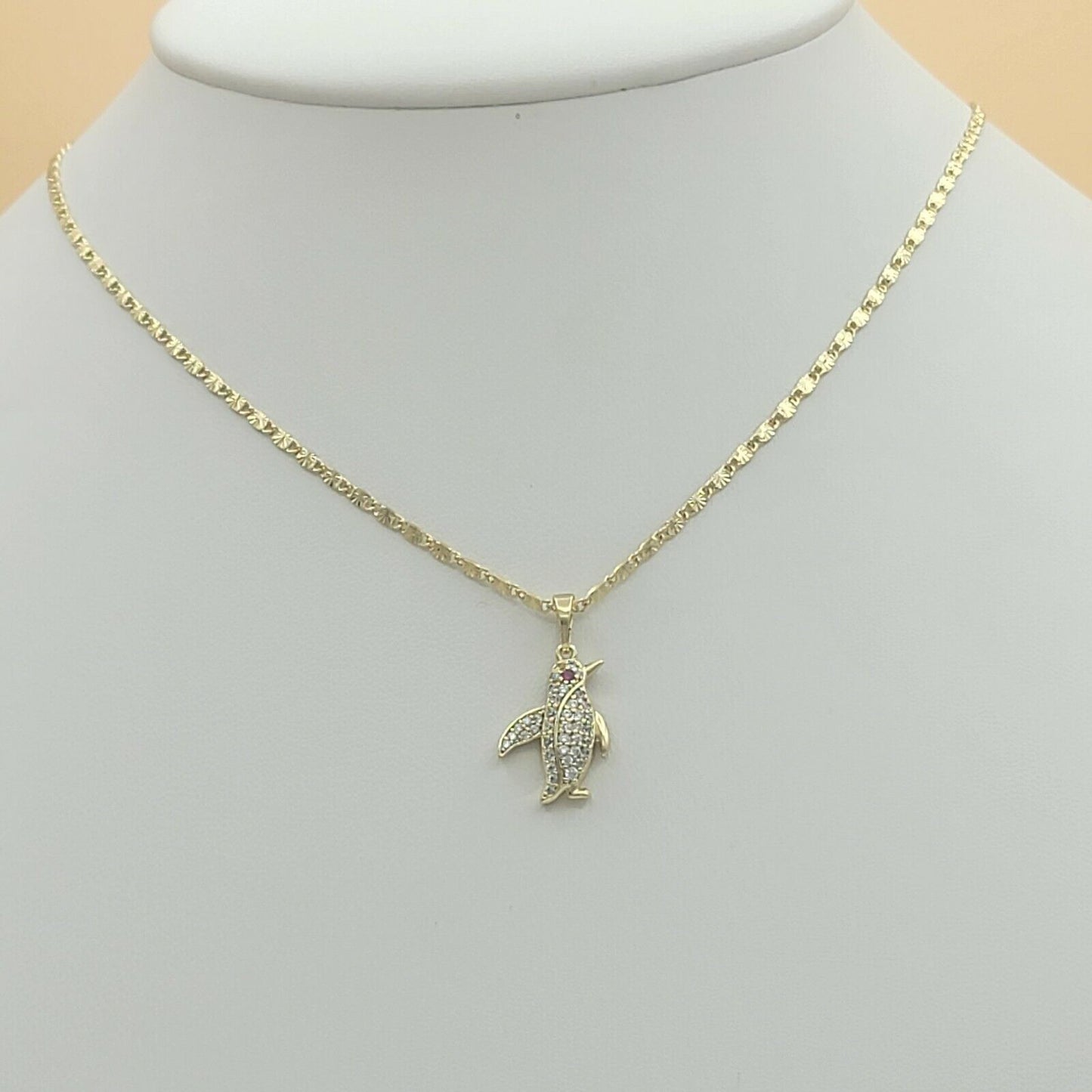 Necklaces - 14K Gold Plated. Penguin Crystals. Animal Lovers.