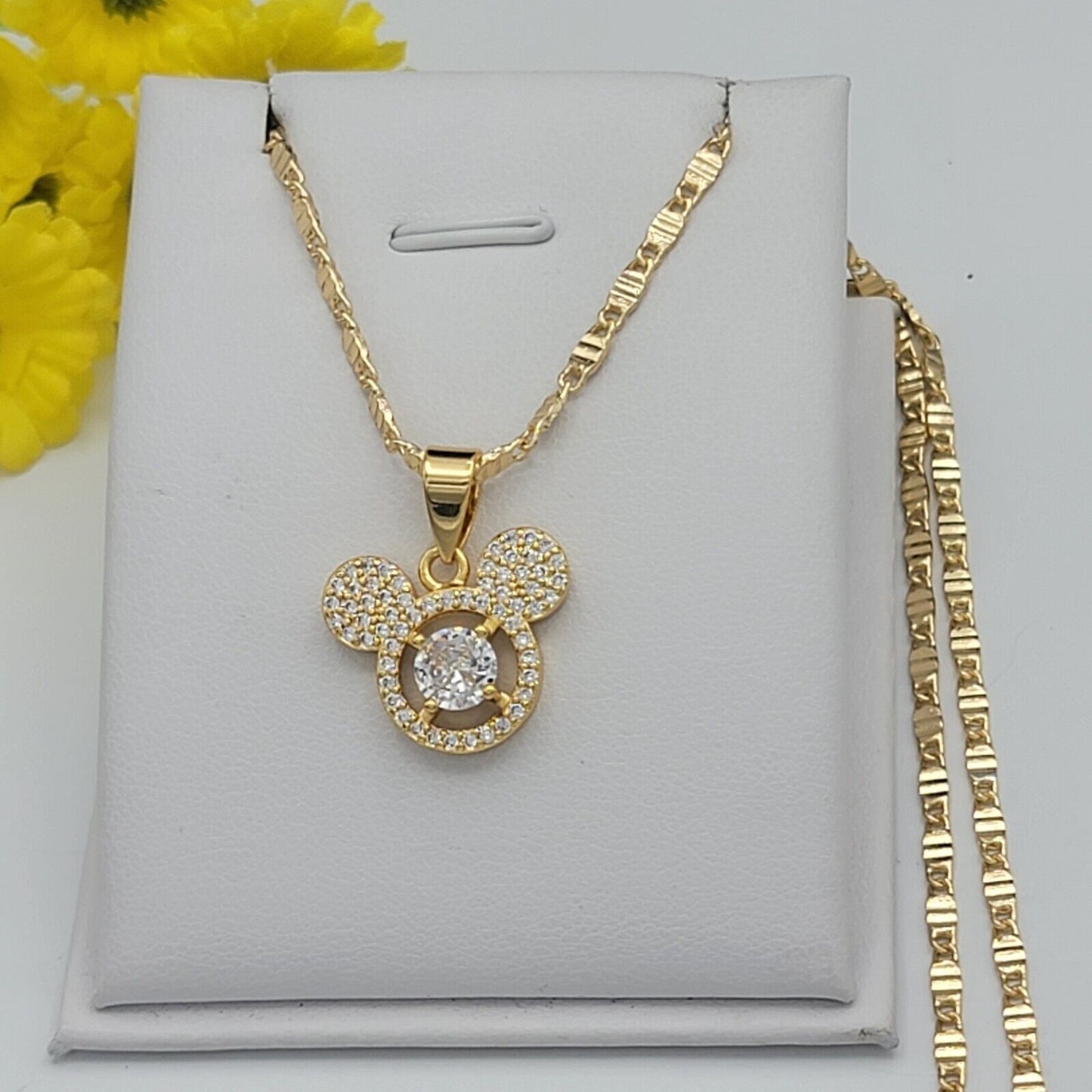 Necklaces - 14K Gold Plated. Cute Mouse Silhouette Pendant & Chain.