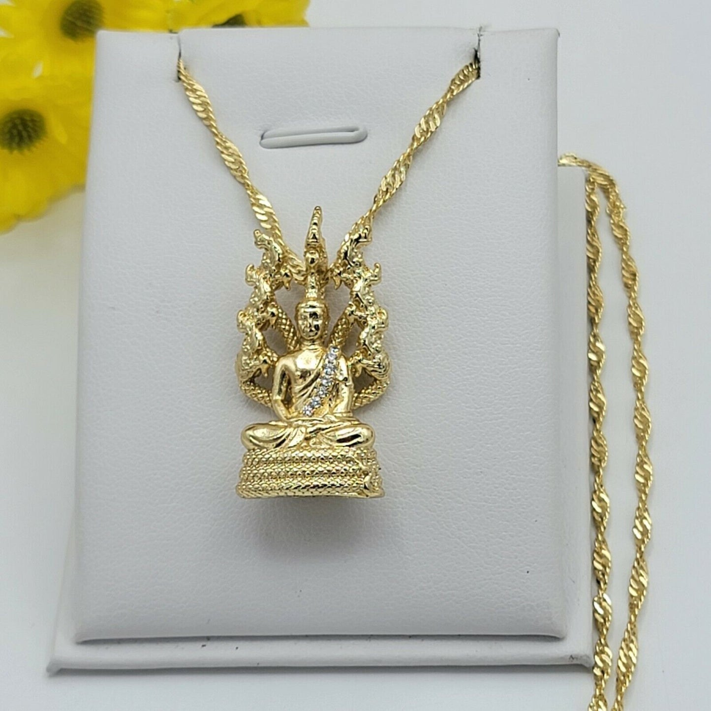 Necklaces - 14K Gold Plated. Buddha Statue Pendant & Chain.