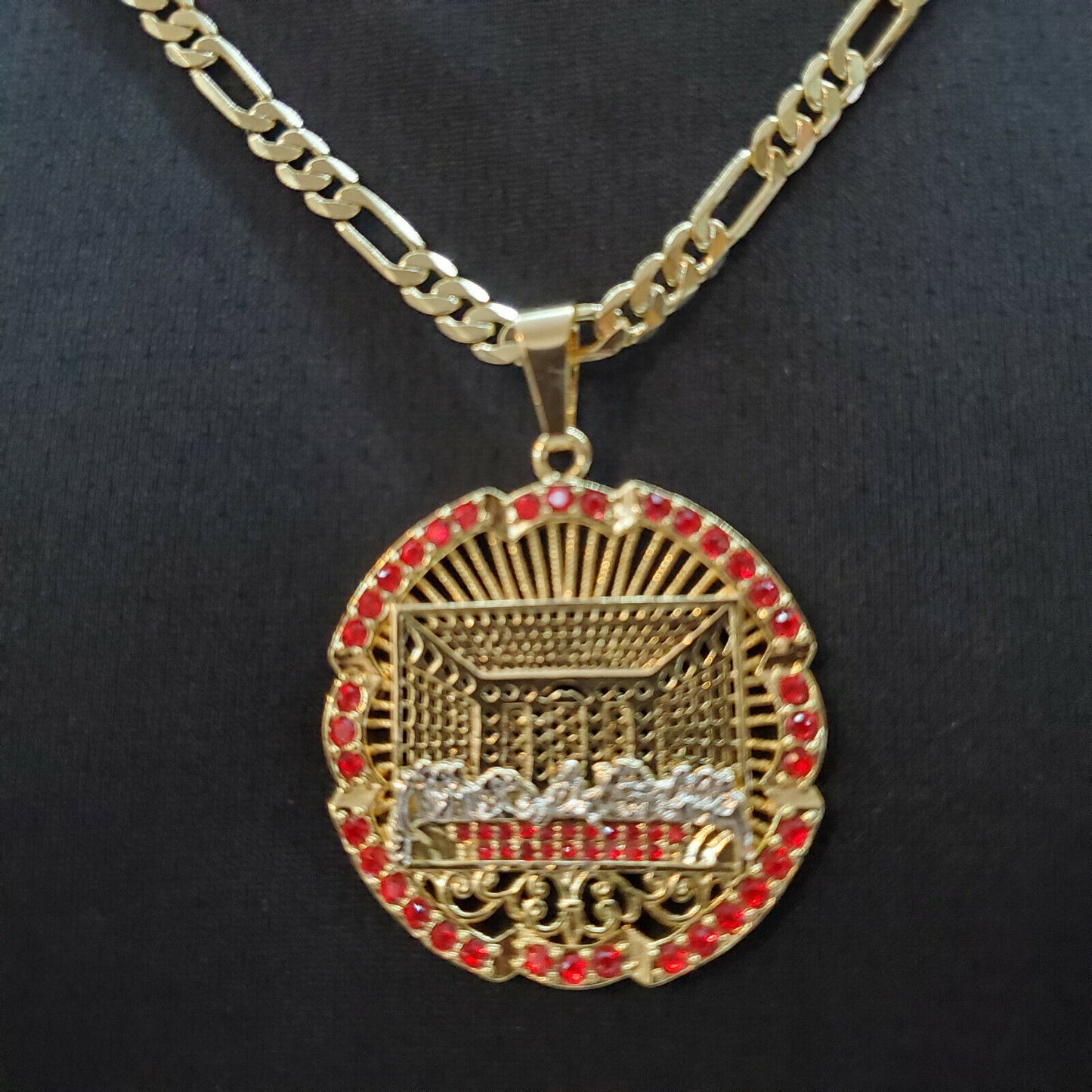 Necklaces - 14K Gold Plated. Last Supper Pendant & Chain. La Ultima Cena.