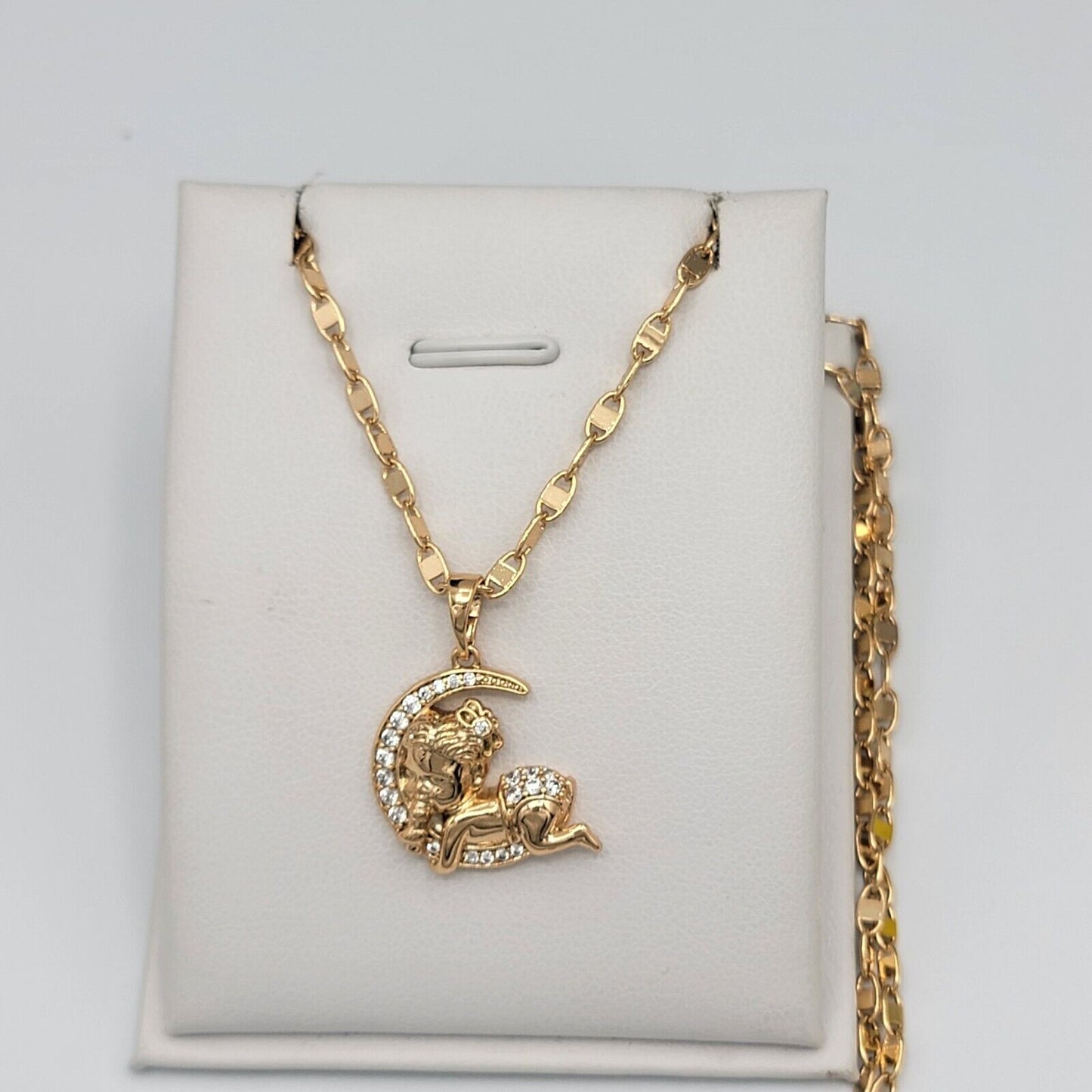 Necklaces - 18K Gold Plated. My Sweet Baby Girl Dream Moon Pendant & Chain.