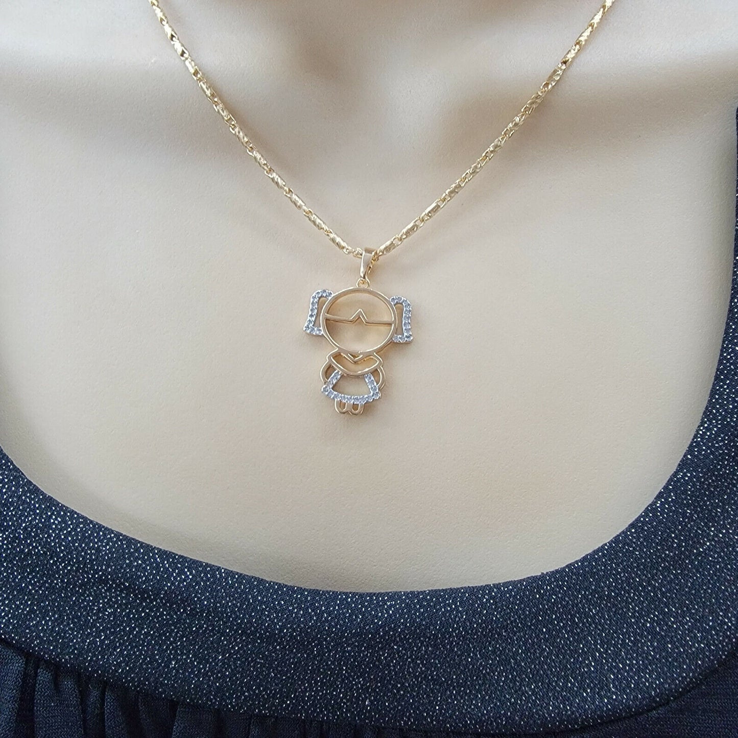 Necklaces - 18K Gold Plated. My Little Girl CZ  Pendant & Chain. Family