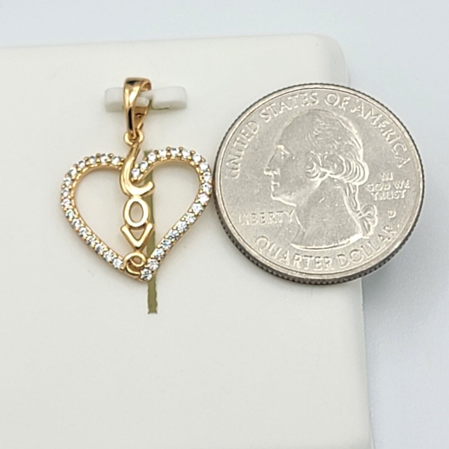 Necklaces - 18K Gold Plated. CZ Heart LOVE Pendant & Chain.