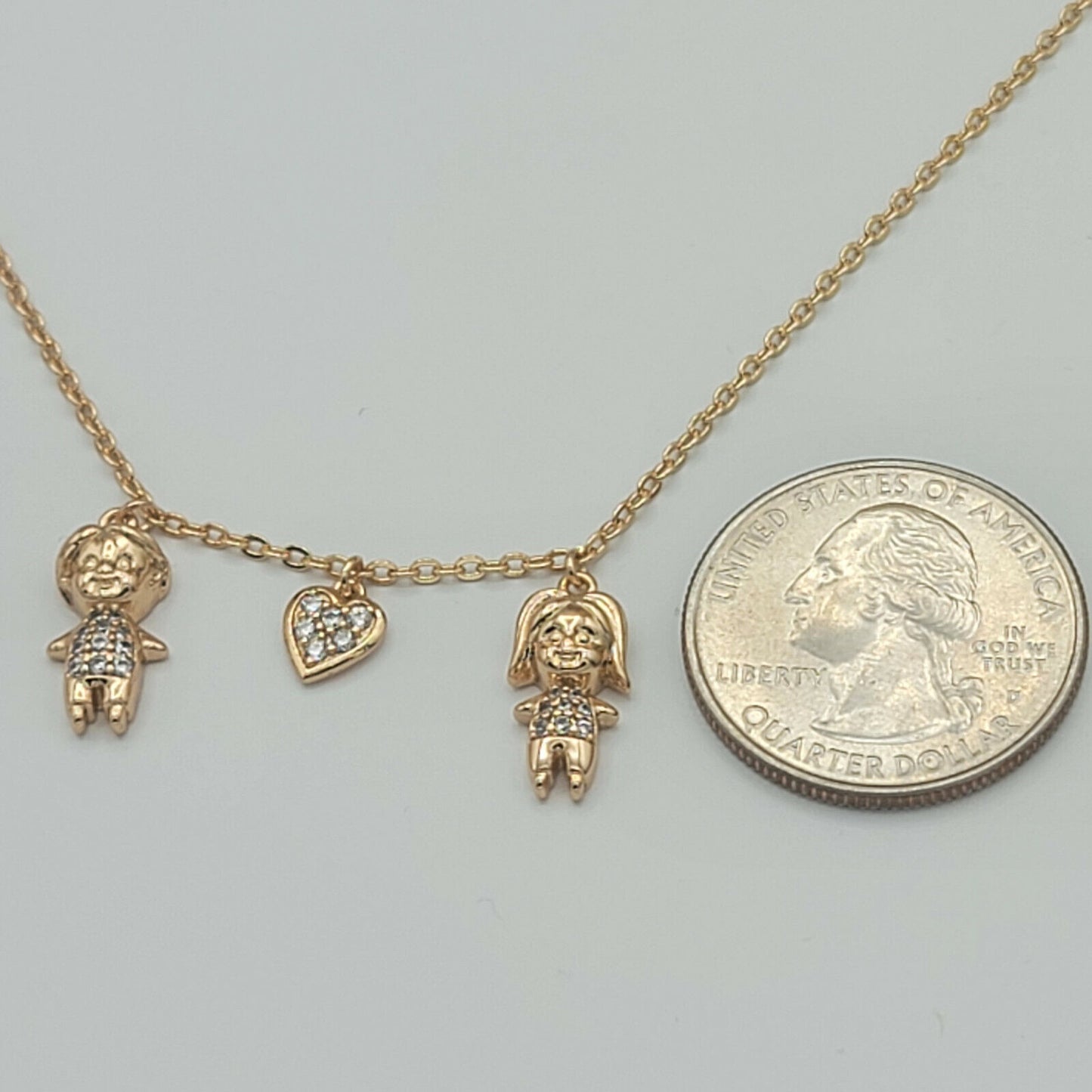 Necklaces - 18K Gold Plated. Girl - Heart - Boy Pendant Charm. Family.