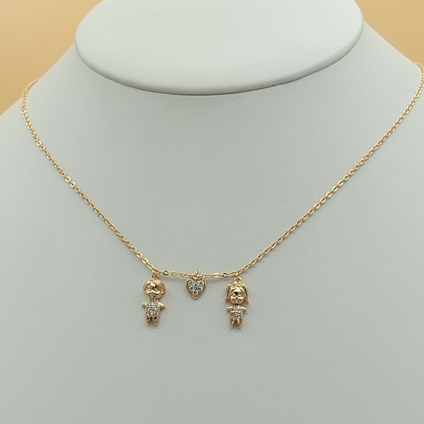 Necklaces - 18K Gold Plated. Girl - Heart - Boy Pendant Charm. Family.