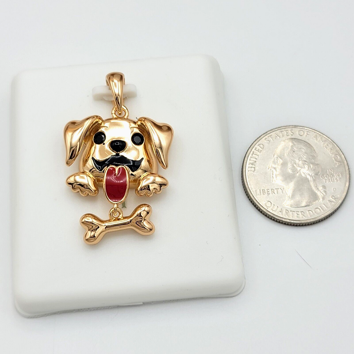 Necklaces - 18K Gold Plated. Dog Movable bone Pendant & Chain.