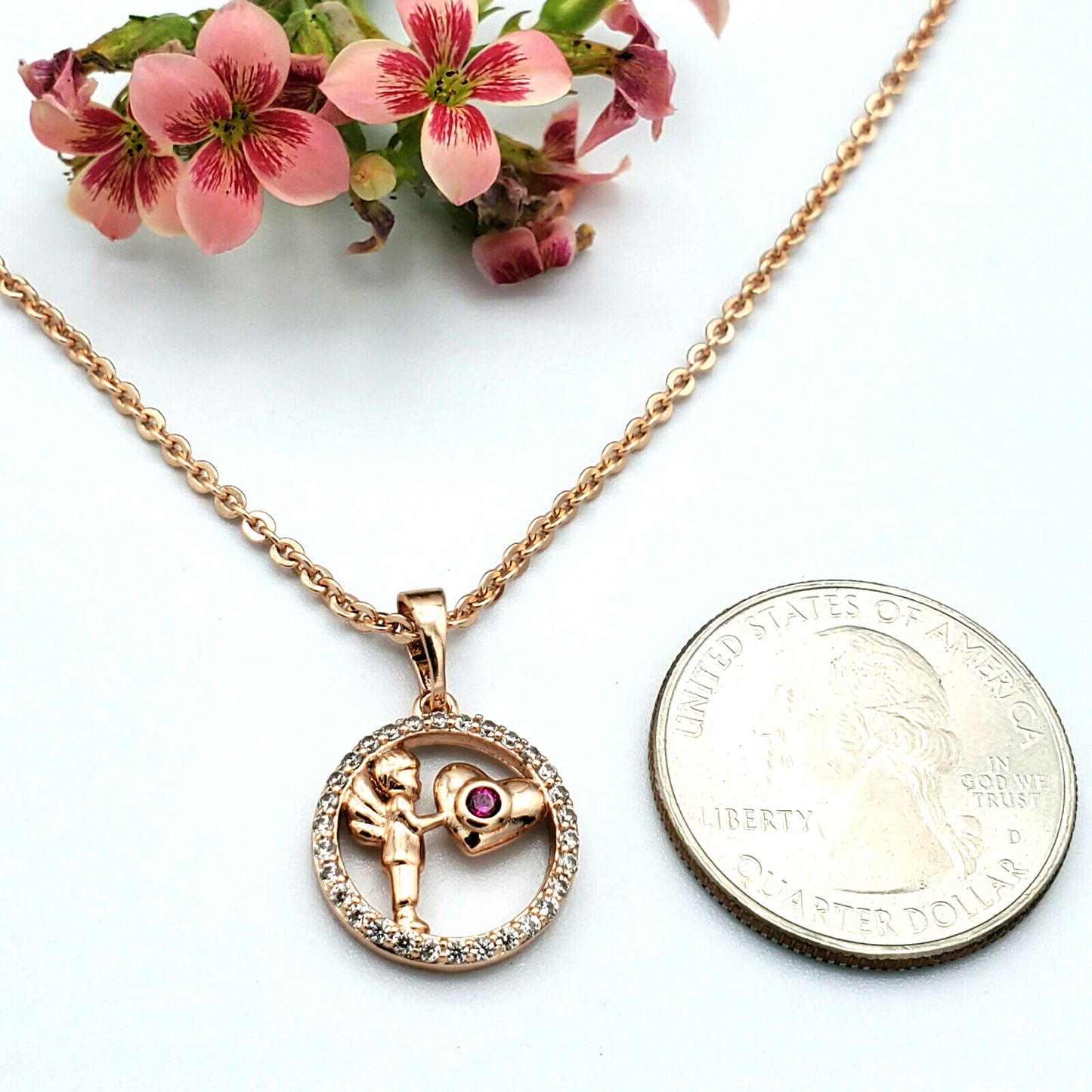Necklaces - Rose Gold Plated. My Angel My Heart - Pendant & Chain.