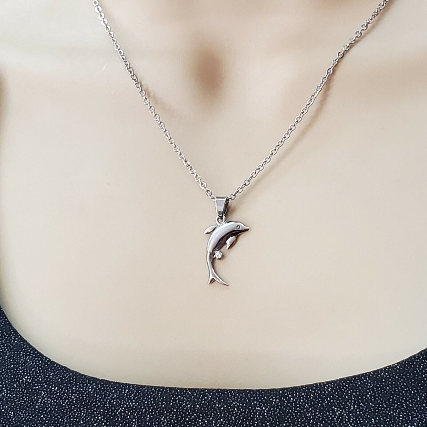 Necklaces - Stainless Steel. Dolphin Pendant & Chain.