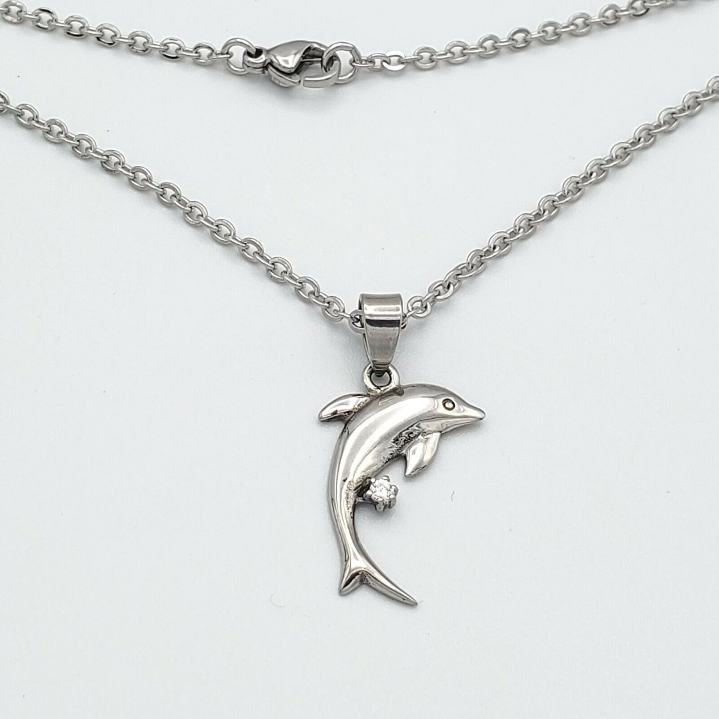 Necklaces - Stainless Steel. Dolphin Pendant & Chain.