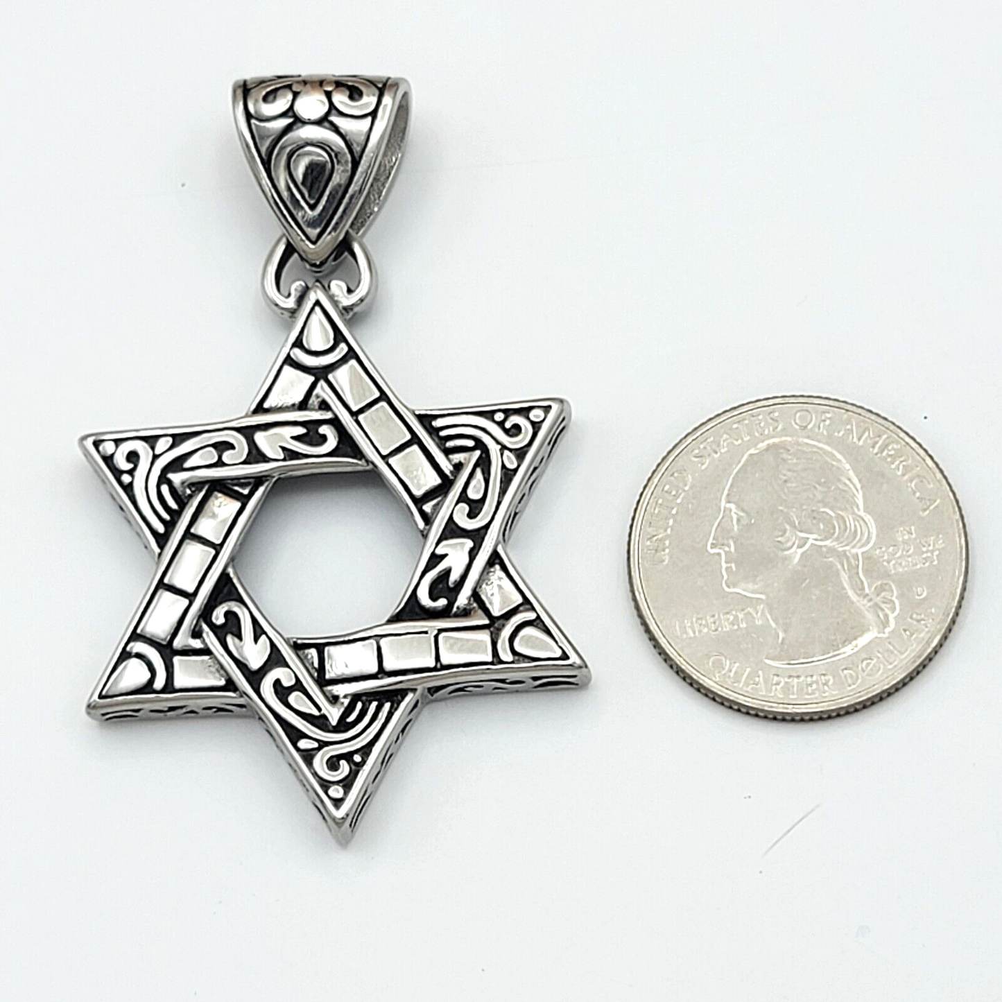 Necklaces - Stainless Steel. David Star Pendant & Chain Necklace Celtic 6 Point Star Hexagram