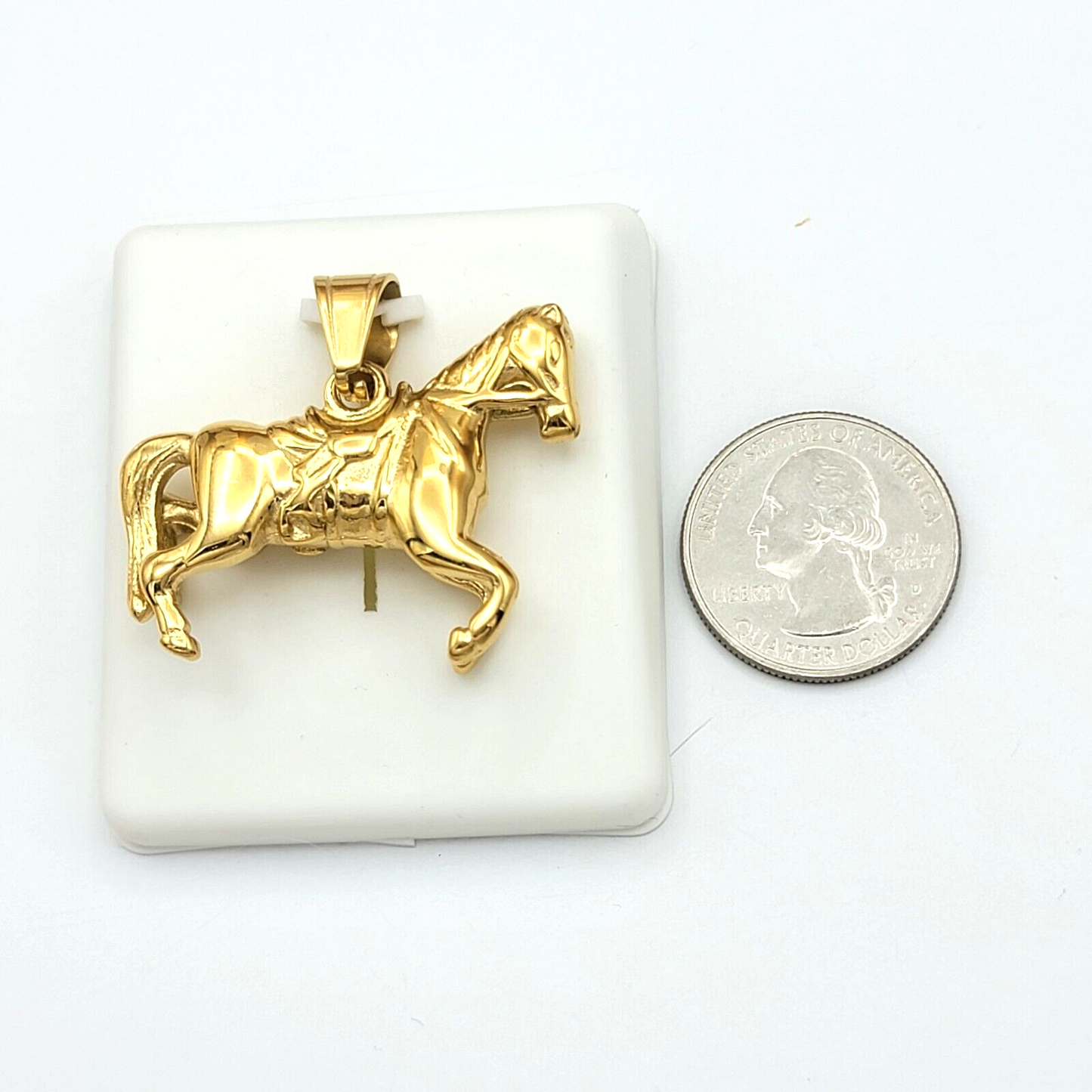 Necklaces - Stainless Steel Gold Plated. Horse Pendant & Chain.
