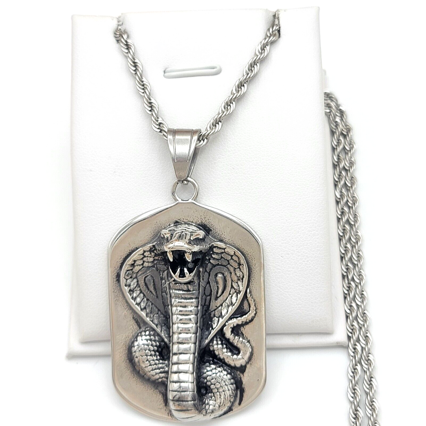 Necklaces - Stainless Steel. Tag Cobra Kai Snake Pendant & Chain.
