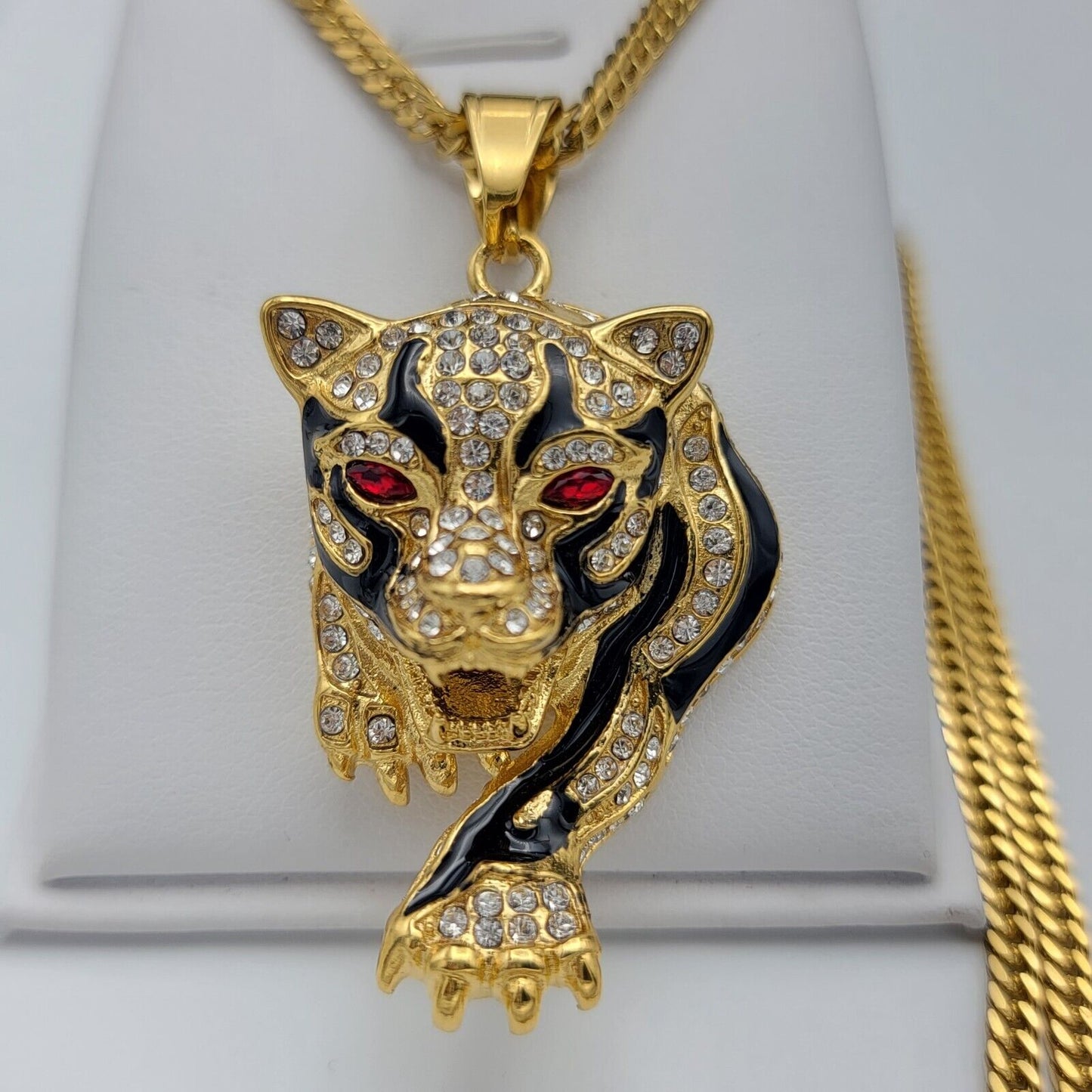 Necklaces - Stainless Steel Gold Plated. Prowl PANTHER Pendant & Chain.