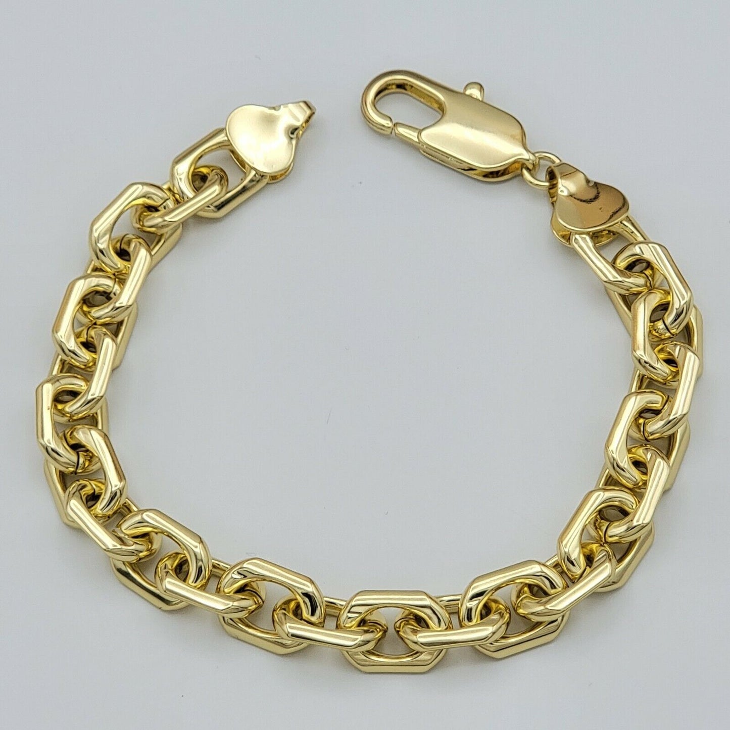 Bracelets - 14K Gold Plated.Rolo Link Chain 9inches L. 10mm Width.