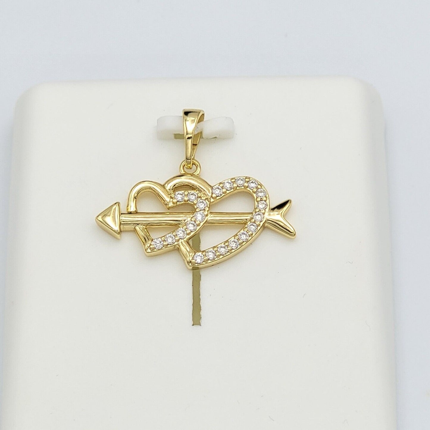 Necklaces - 14K Gold Plated. Double Heart & Arrow Pendant & Chain.