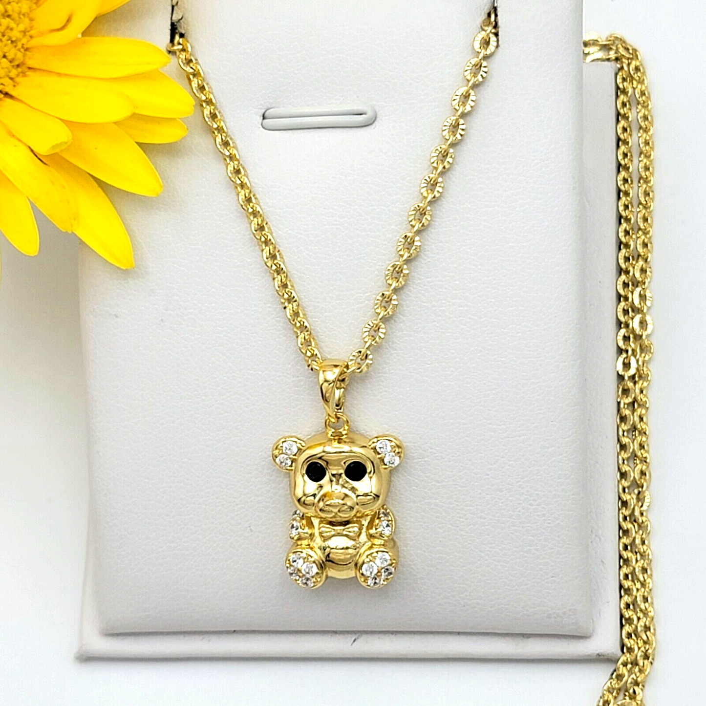 Necklaces - 14K Gold Plated. Cute Little Bear Pendant & Chain. Animal