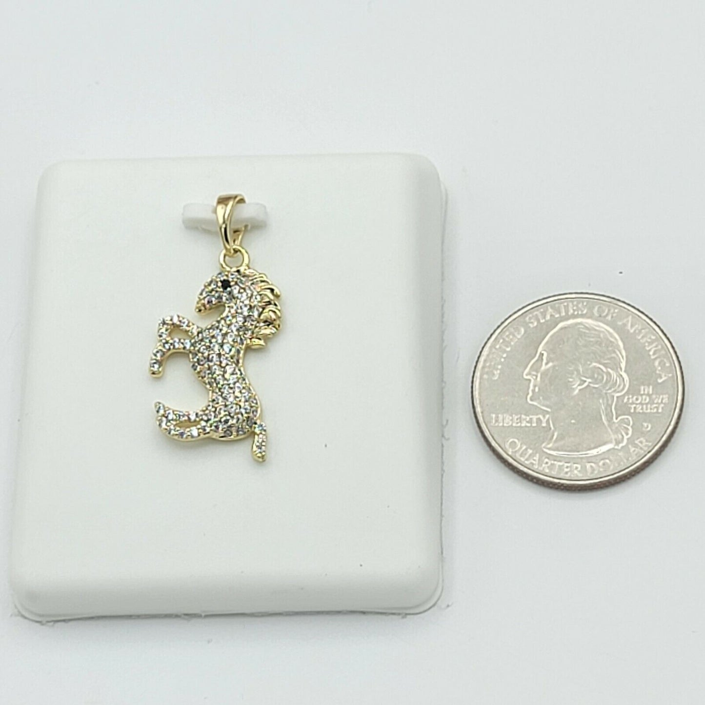 Necklaces - 14K Gold Plated. Icy Crystal Cute Horse Pendant & Chain. Spirit Power.